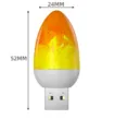 Detaillierte Ansicht der USB Flammen Nachtlampe mit 24mm Breite und 52mm Höhe fur den Gebrauch. - USB-Simulation einer dynamischen Flammenlampe