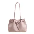 Sac cabas en cuir rose souple avec ceinture décorative pour le trajet quotidien - Rose - Sac Unique