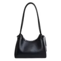 Minimalistische schwarze Schultertasche aus weichem Leder für Damen für den Alltag - Schwarz Einzeltasche