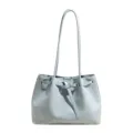 Sac cabas en cuir souple bleu clair avec boucle de ceinture élégante pour le quotidien - Bleu - Sac Unique