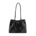Sac cabas noir en cuir verni brillant avec boucle de ceinture et longues bandoulières - Noir Sac Seul