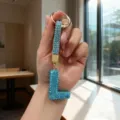 Elegant light blue rhinestone letter L keychain with sparkling crystal charm for bags - Letter L