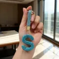 Sparkling blue rhinestone letter S keychain pendant for elegant bag charm accessories - Letter S