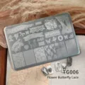Piastra per stamping unghie in pizzo con fiori e farfalle TG006 per nail art elegante - Pizzo Floreale Farfalla (TG-006)