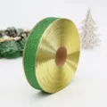 Cinta de purpurina verde de 5 cm con bordes dorados para decoración del árbol de Navidad - 90m/570g / Verde