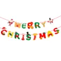 Διακοσμητική γιρλάντα Merry Christmas με Άγιο Βασίλη και χιονάνθρωπο για χριστουγεννιάτικο πάρτι - Πολύχρωμο Ζωγραφισμένο Στυλ Γράμματος Κινουμένων Σχεδίων (024)