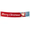 Festive red outdoor Merry Christmas banner featuring a cute cartoon Santa Claus illustration - Style 003
