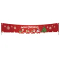 Festive red Christmas banner with Santa Claus train and Merry Christmas text - Style 004