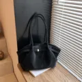 Élégant sac cabas noir vintage avec cordon de serrage et longues bandoulières pour femme - Sac Unique / Noir