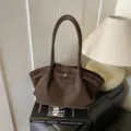 Sac cabas marron rétro élégant avec cordon de serrage pour déplacements quotidiens - Sac Unique / Brun Clair