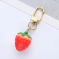 Cute realistic strawberry charm keychain with durable golden metal U-shaped clasp - Strawberry Gate Buckle / Single OPP Bag Packaging