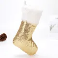 Dettaglio di calza di Natale con paillettes dorate e bordo in peluche bianco - Oro (RW211-2)