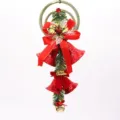 Festive red Christmas bell ornament with green pine needles and gold hanging ring - Pine Cone Bell Ornament / L / Red