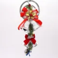 Festive Christmas ornament with silver scale bells, red bows and green pine needles. - Pine Cone Bell Ornament / L / Silver