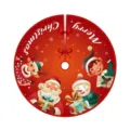 Falda roja para árbol de Navidad con dibujos festivos de Papá Noel y un muñeco de nieve - Estilo Colección Personajes de Navidad (006)