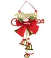 Adorno colgante de Navidad con Papá Noel, lazo rojo y campanas doradas decorativas - Colgante de Papá Noel / M / Dorado