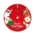 Elegante falda de árbol de Navidad roja con lindos dibujos de Papá Noel y renos - Estilo Dibujos Animados Papá Noel y Muñeco de Nieve (001) / 90cm Paquete