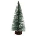 Mini tabletop Christmas tree with snow-covered green pine needles and wooden base - 15cm