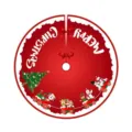 Falda roja para árbol de Navidad con texto Merry Christmas y dibujos animados de trenes - Estilo Tren de Papá Noel (005)