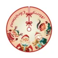 Falda para árbol de Navidad con dibujos de Papá Noel, muñeco de nieve y elfo decoración - Estilo Dibujos Animados Beige Cálido (007)