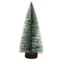 Miniature artificial snow-dusted cedar Christmas tree with wooden base for desktop decor - 15cm