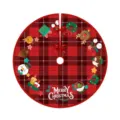 Falda de árbol de Navidad a cuadros rojos y negros con motivos de dibujos animados - Estilo Elementos Cuadros Rojo Negro (010)