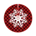 Falda para árbol de Navidad a cuadros rojos y negros con un gran copo de nieve blanco - Estilo Cuadros Buffalo Gran Copo de Nieve (011)