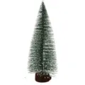 Mini cedar Christmas tree with snowflake tips on natural wood base for desk decoration - 20cm