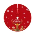 Falda roja para árbol de Navidad con diseño de reno de dibujos animados y copos de nieve - Estilo Reno Rojo Brillante (013)