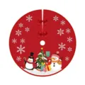 Falda de árbol de Navidad roja con diseños de pingüinos, muñecos y copos de nieve - Estilo Pingüino y Muñeco de Nieve Rojos (015)