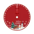 Falda roja festiva para árbol de Navidad con estampado de muñeco de nieve y árbol - Estilo Caja de Regalo de Navidad Roja (016)