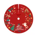Falda roja para árbol de Navidad con Papá Noel, renos y texto Merry Christmas - Estilo Dibujos Animados Rojo Elementos Completos (017)
