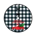Falda para árbol de Navidad a cuadros negros y blancos con diseño de camión rojo de Santa - Estilo Camioneta Roja Cuadros Blanco Negro (018)