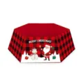 Collar para árbol de Navidad a cuadros rojos y negros con Papá Noel y muñeco de nieve - Collar de Árbol Hexagonal Cuadros Rojo Negro (Tree Collar 02)