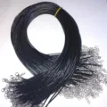 Gedetailleerd overzicht van 1,5 mm zwarte gewaxte koordkettingen met zilveren karabijnsluitingen - 1.5mm Zwart 60cm+5cm Verlengketting