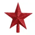 Classic glittery red Christmas tree topper star for festive holiday home decoration - 10cm / Red