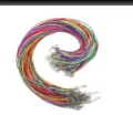 Collares de cordón encerado de 2 mm de colores con cierres de langosta para crear joyas - Diámetro 2mm (Longitud Total 50cm) / Colores Mezclados