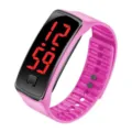 Montre de sport électronique à LED rose pour enfants et étudiants avec affichage rouge - Rose