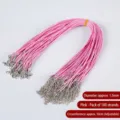 Pack of 100 pink wax cord necklace ropes with lobster clasps 1.5mm thickness 50cm adjustable - 1.5mm / Pack of 100 / Pink