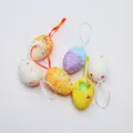 Set of colorful foam Easter eggs with beads and ribbons for hanging decoration. - Style 5