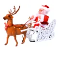 Creative electric music Santa Claus riding a reindeer-pulled white sleigh toy for kids - Reindeer and Sleigh
