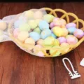 Assorted colorful spotted Easter foam eggs in basket for holiday party and nest decoration - Macaron Gold Speckle Style (Style 9)