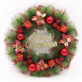 Traditional 40cm Christmas wreath with red baubles, berries, and gold Merry Christmas sign - 礼包红球 / 30cm