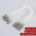 Bulk pack of 100 white 1.5mm adjustable waxed cord necklaces with lobster clasp - White