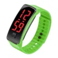 Montre bracelet sport LED vert vif pour enfants avec affichage numérique rouge vif - Vert Fluorescent
