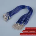 1.5mm royal blue wax cord necklace ropes with lobster clasp and extension, 100pcs pack - Sapphire Blue