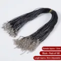 Black waxed cord necklace with 1.5mm diameter and adjustable lobster clasp - Black