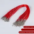Set of 100 red 1.5mm wax cord necklace strings with lobster clasp and extender chain - Red