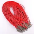 Rote Wachskordel-Halskette mit silbernem Karabinerverschluss für DIY-Schmuckanhänger - 1,5mm dick 45cm Länge / Rot