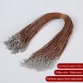 100-pack brown 1.5mm waxed cord necklace strings with lobster clasps and chains - Coffee